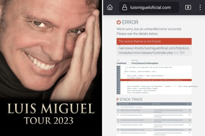 La página de Luis Miguel presenta fallas este lunes 15 de mayo en el inicio de la preventa VIP para los conciertos de su tour en México.
