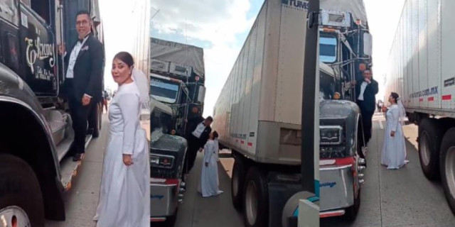89394 Algunos invitados, junto a personas atrapadas en el bloqueo, bailaron Payaso de Rodeo.