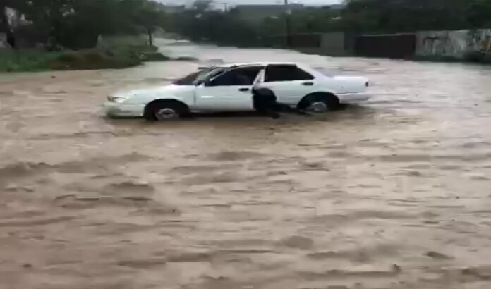 Caída de árboles, postes, techos de láminas, inundaciones de calles, son algunos daños que dejó la fuerte lluvia la tarde de este sábado.